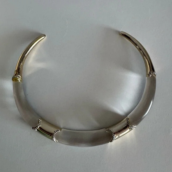 Alexis Bittar Clear Lucite & Gold-Tone Open Collar Necklace